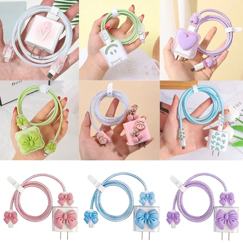 For Apple IPhone 14 13 Pro 18/20w Charger Case Data Cable Protectors Charger Head Protective Sleeve Cute Cable Protection Cover