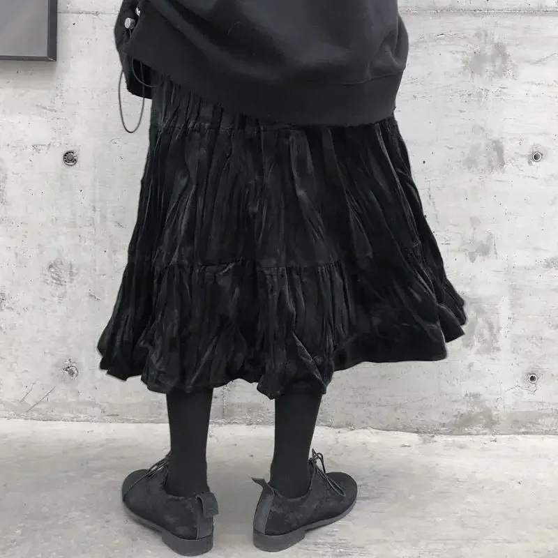 Nowe spódnice damskie Wysoka talia Student Sweet Style Dark Vintage Długie spódnice trapezowe Moda damska 2023 Spódnica Y2k Harajuku Kobieta