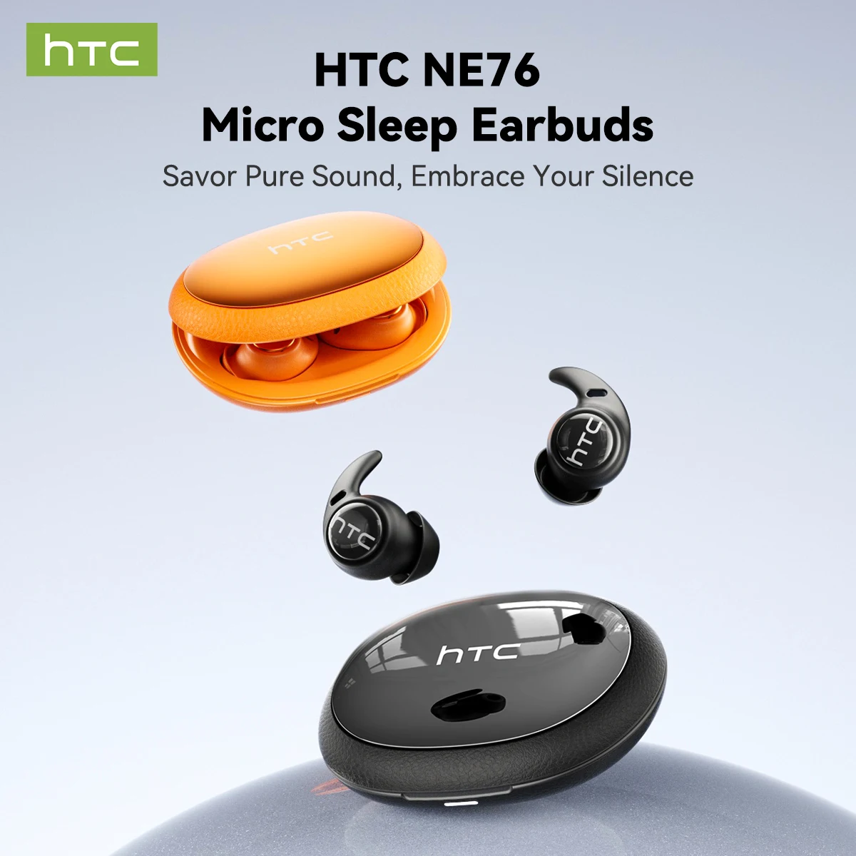 Écouteurs sans fil HTC NE76 TWS avec traducteur IA, mini, invisibles, suppression du bruit ENC, Bluetooth 5.3, faible latence
