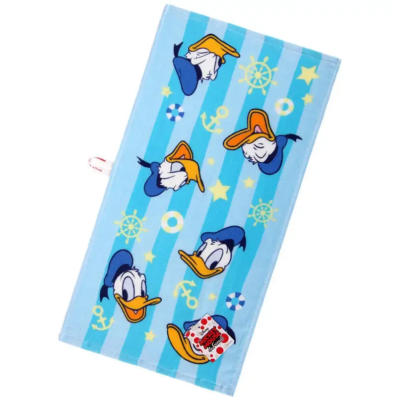 Handuk Disney Minnie Mickey Mouse 25x50cm, handuk wajah cepat kering menyerap air lembut untuk anak laki-laki dan perempuan, kartun Donald Duck