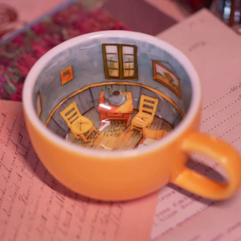 Gogh Bedroom Cup Creative Water Cup Glaze, Color Unrealistic