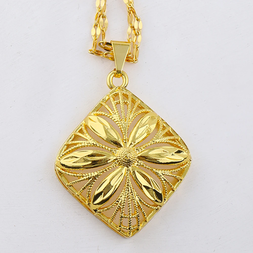 

24K Gold Color Jewelry Fashion Necklace Earrings Set High Quality Luxury Jewelry Dubai India Africa Gift Accessories