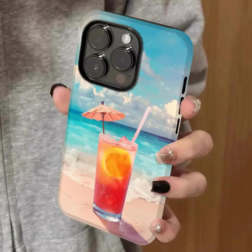 

summer drink wallpaper Phone Case Double-layered 2-in-1 Film Case For IPhone 16 15 Promax 14 13 Pro 12 11 plus Samsung S Covers