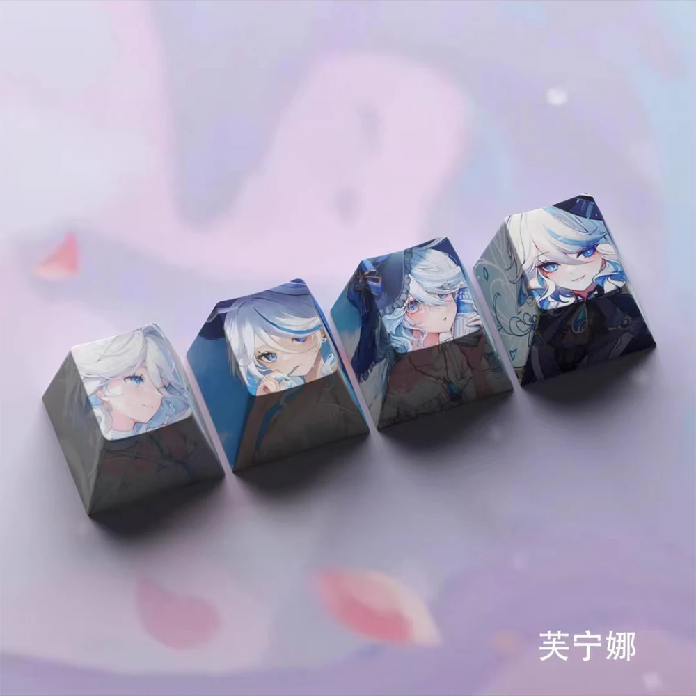 New Genshin Impact Keycaps DIY Anime Keyboard Cap Cherry Profile R4 Height Custom Game Character Keycaps for Mechanical Keyboard