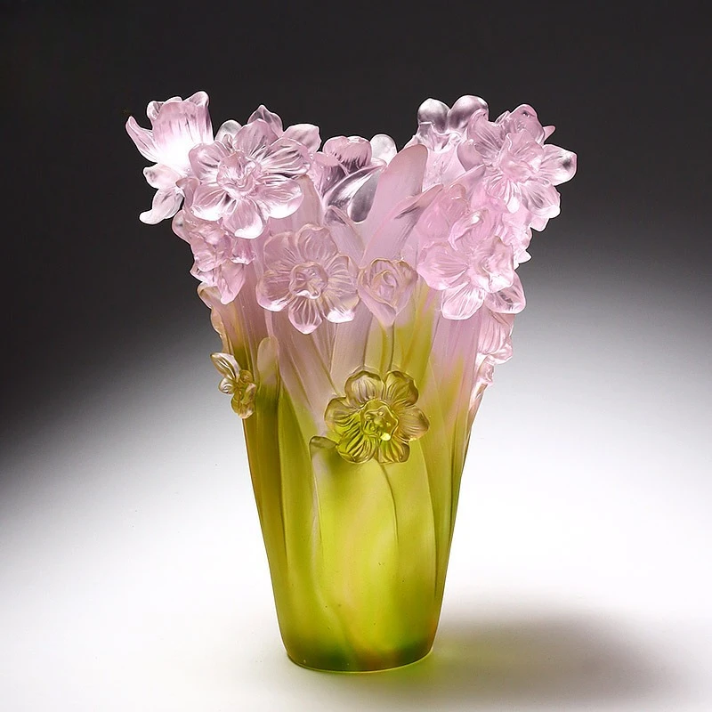 ZMLCross-border new arrival glass art ornaments narcissus vase home furnishings crafts living room practical gift decoration