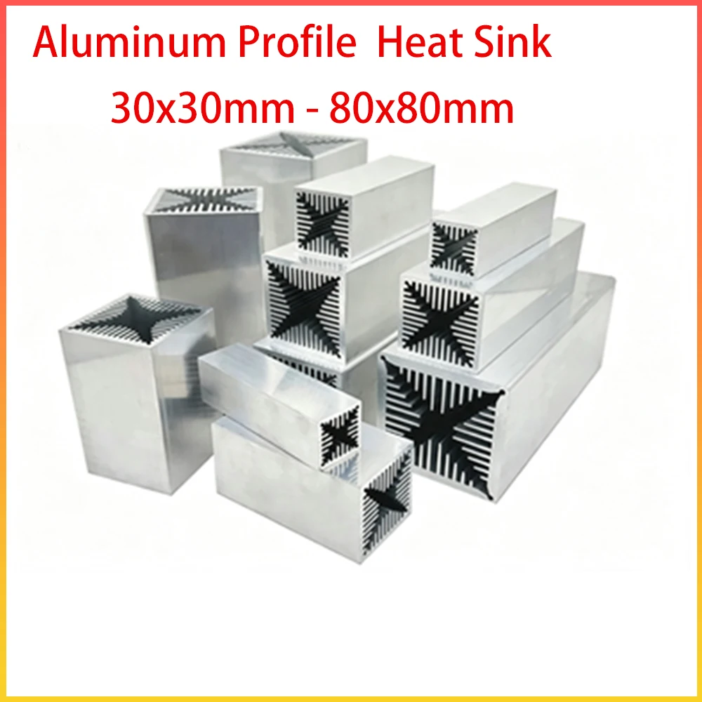 1pcs 6063 Aluminum Profile High-Power Air-Cooled Heat Sink 30*30mm 40*40mm 50*50mm 60*60mm 70*70mm 80*80mm Wind Tunnel Radiator