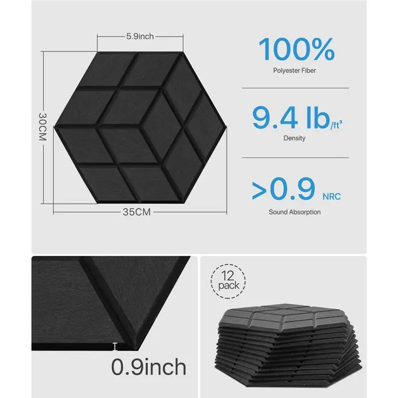 [NEW!A93G】 24Pcs Acoustic Foam Panels 13.8X12X0.4Inch Sound Proof Panels Echo Soundproofing Insulation Absorption Panel For Stud