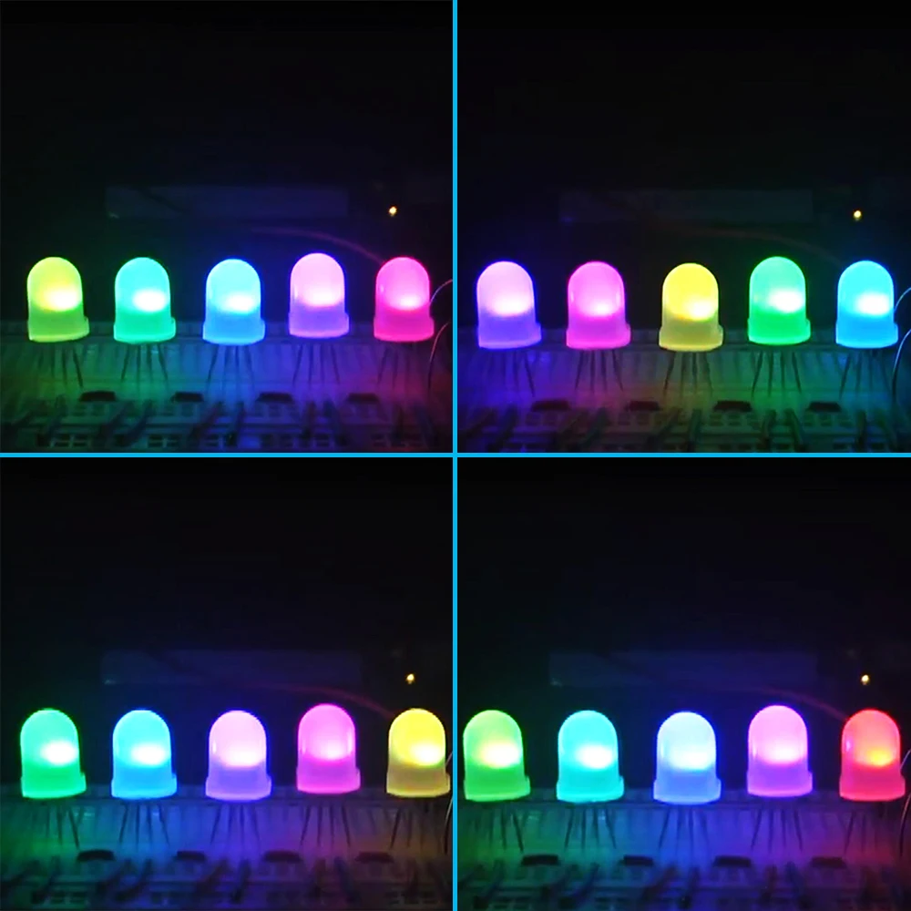 DC5V WS2812D Round RGB Lamp Beads Direct Insert LED WS2812 chipset inside RGB Full color Frosted LED Chips F5MM F8MM