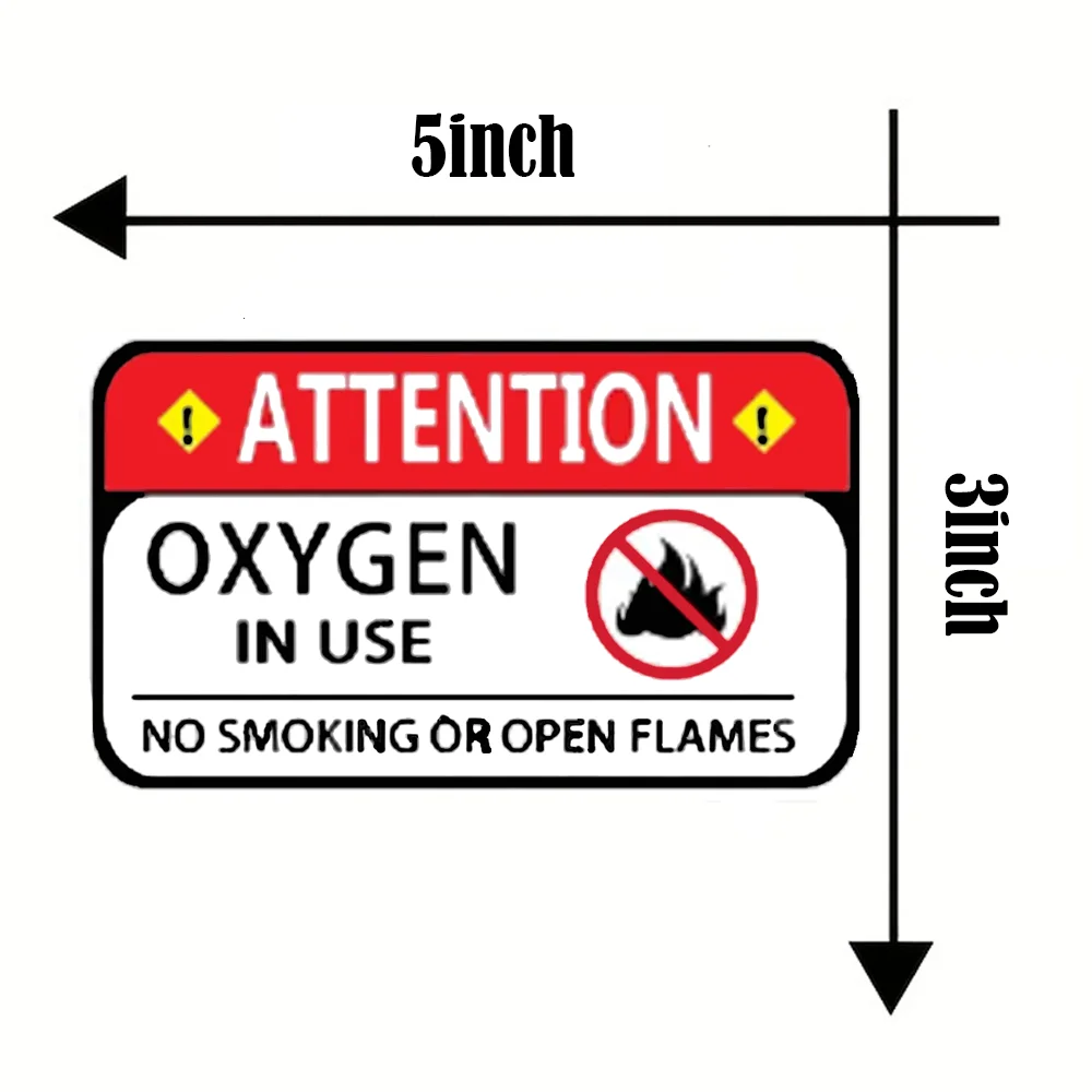 9Pcs ATTENTION Oxygen in Use No Smoking Or Open Flame Decal Protect Your Business Construction Site Shop Area 3*5 Inches