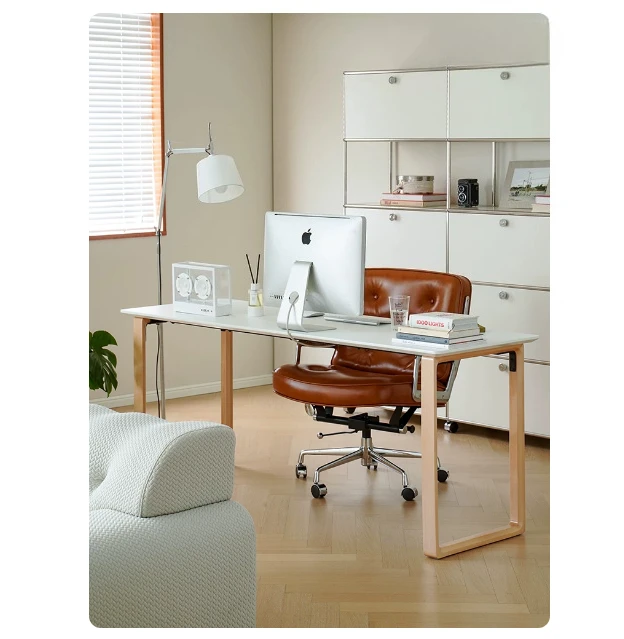 Nordic simple solid wood modern long desk home white learning computer office desk