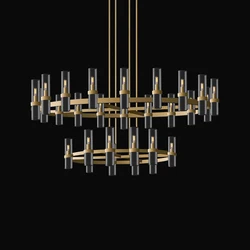 Vintage Gold Silver Black 2 Layer żyrandol 2024 nowy Trend lampy wiszące świecąca lampa wisząca do Foyer