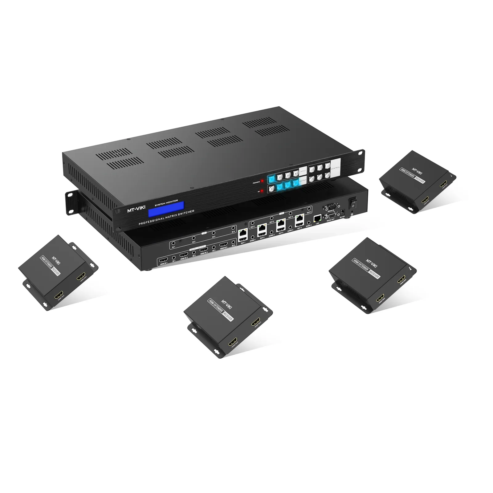 

MT-VIKI 4K 60hz 4X4 4X8 HDM matrix over Ethernet + 4 HDBaseT Receivers, available for 4x4 16x16 32x32 36x36 72x72