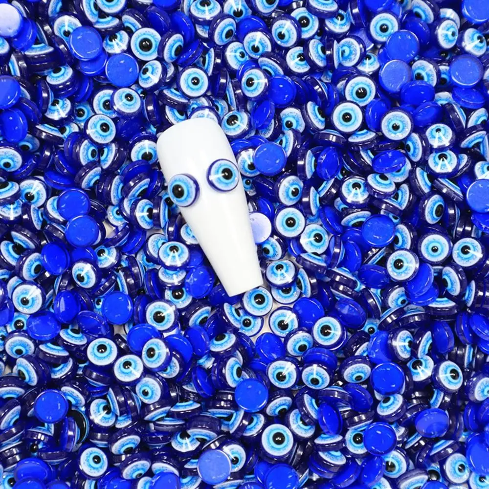 

20Pcs Resin Blue Eyes Nail Art Decorations Round Flat 3D Nail Charms Nail Rhinestones Evil Eyes Manicure Accessory