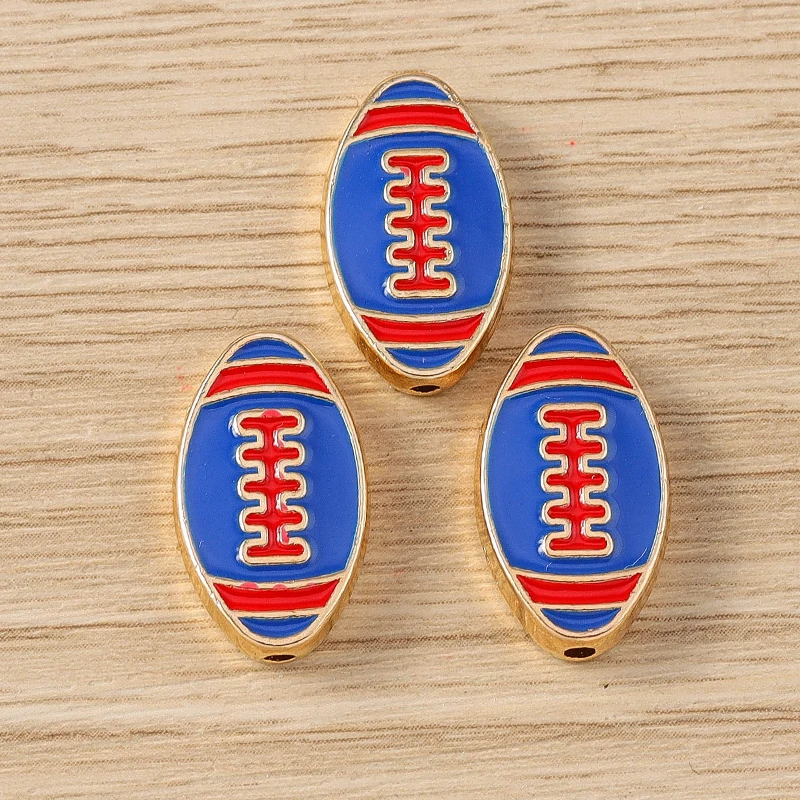 10 Stück 11 x 18 mm niedliche Emaille-Sport-Rugby-Ball-Charms, Abstandsperlen für Schmuckherstellung, DIY, handgefertigte Armbänder, Halsketten, Basteln, Geschenke – Detail 7