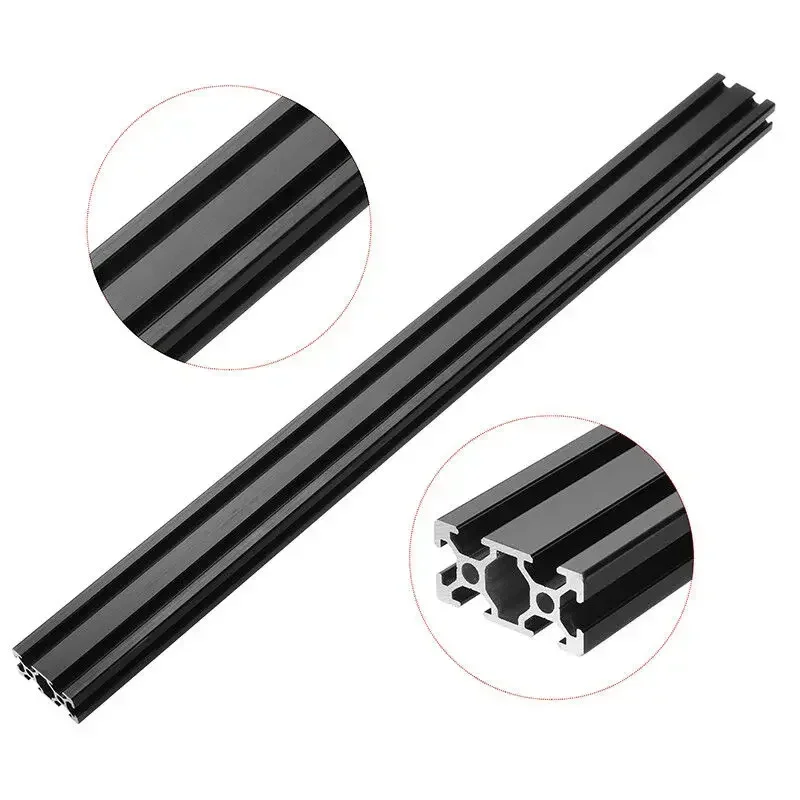 400mm CNC 3D Printer Parts Aluminum Profile Extrusion 2040 European Standard Anodized Rail Linear Frame Black Customizable