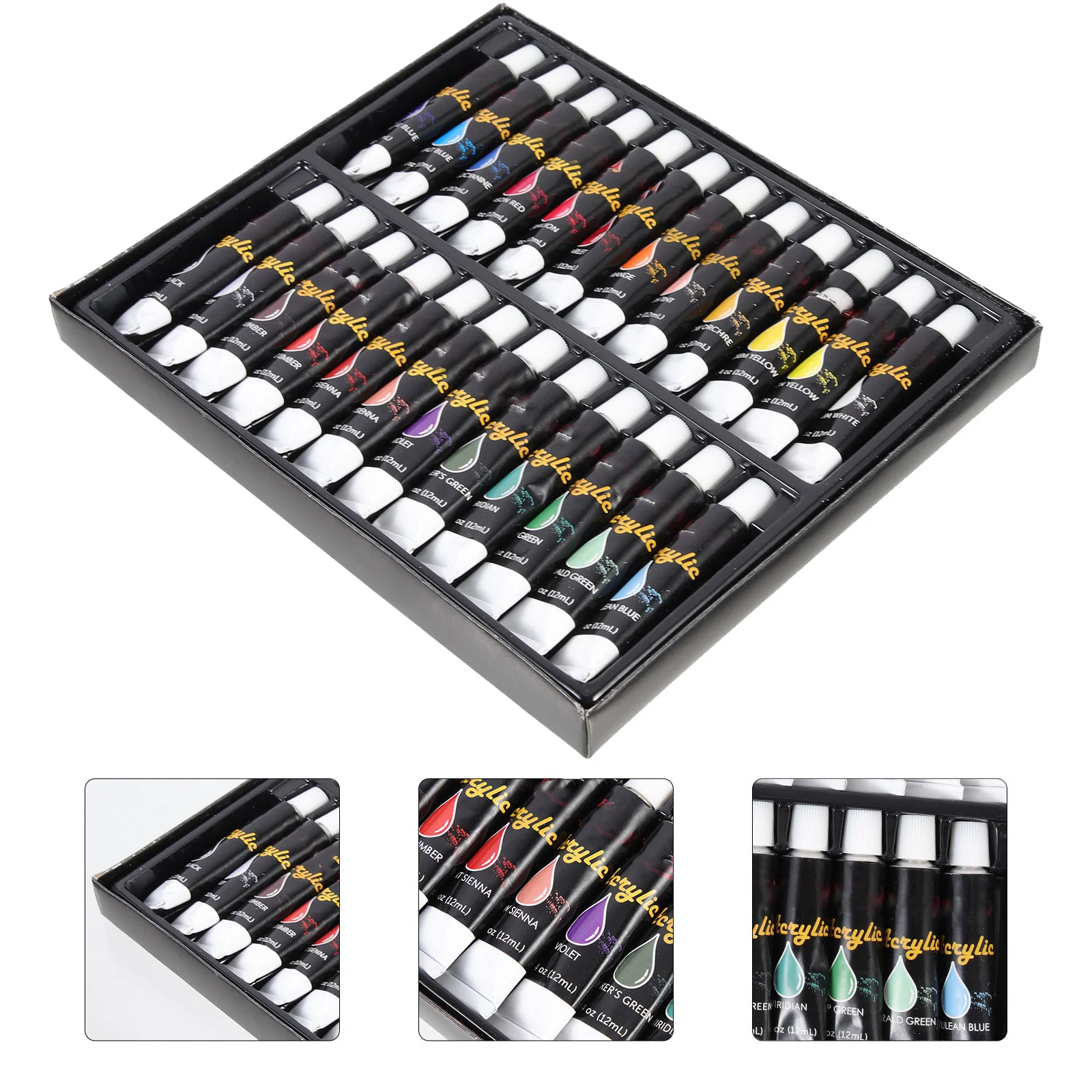 

24Pcs Acrylic Paint Kit Bright Long-Lasting Colors for Drawing DIY Projects Children Adults Convenient Painting Tool Set
