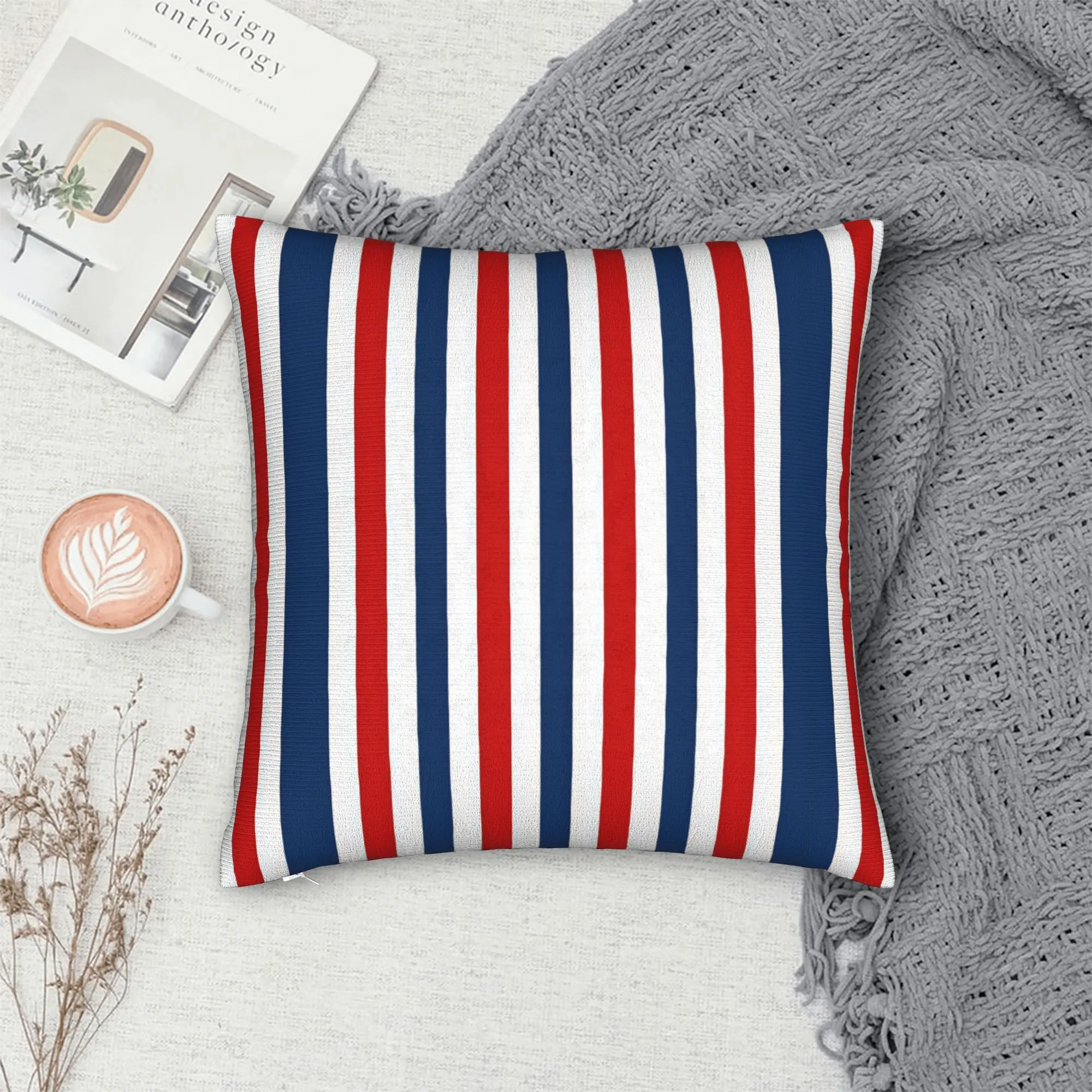 Red And White Striped Pillow Cover  Funny Pillow Case For Sofa Car Home Decor Soft Cushion Cover Birthday Gift