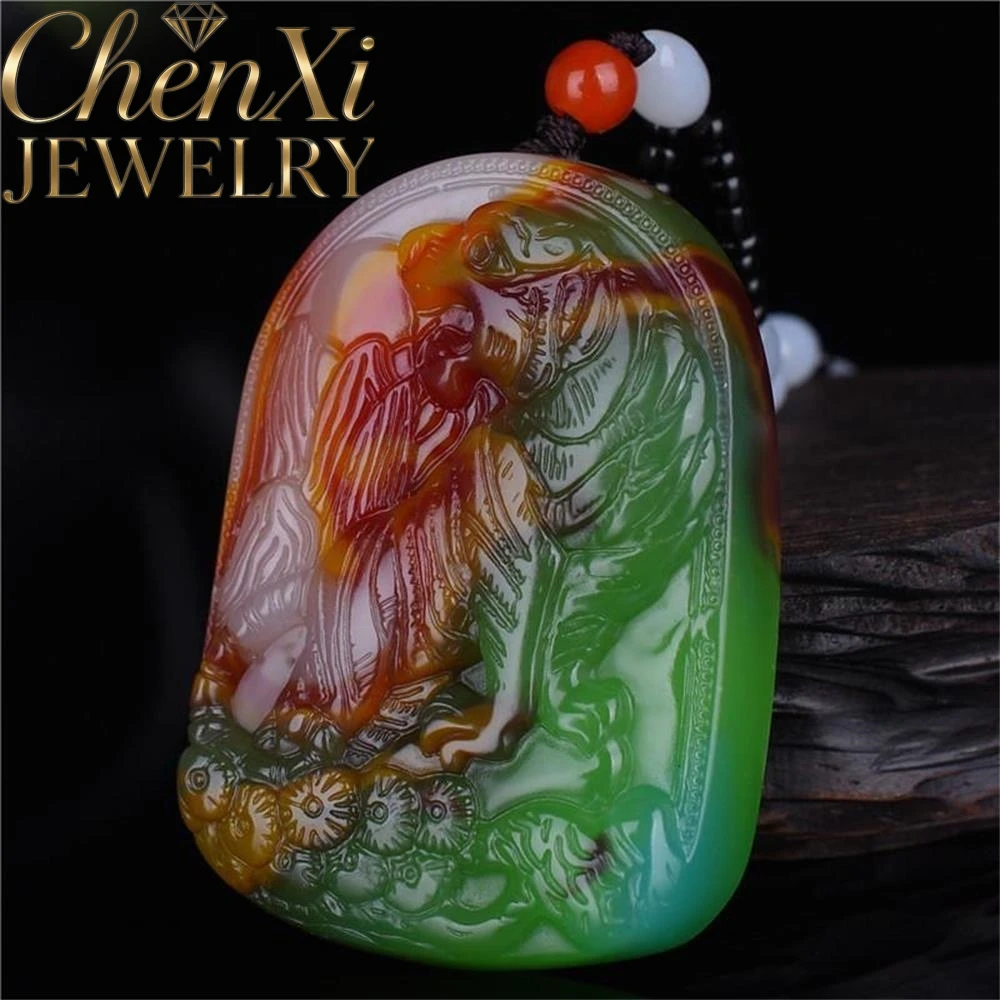 

Hetian Colored Jade Mountain Tiger Pendant Luxury Quality Fashion Fine Jewelry Amulets And Mascots Exquisite Elegant Popular