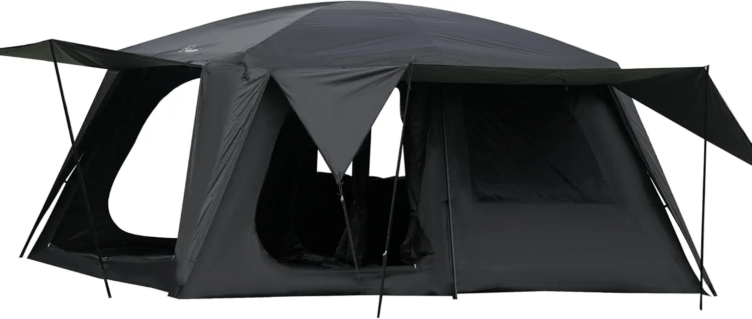 3 Door 2 Room Large Family Cabin Tents, Double Layer Waterproof Portable