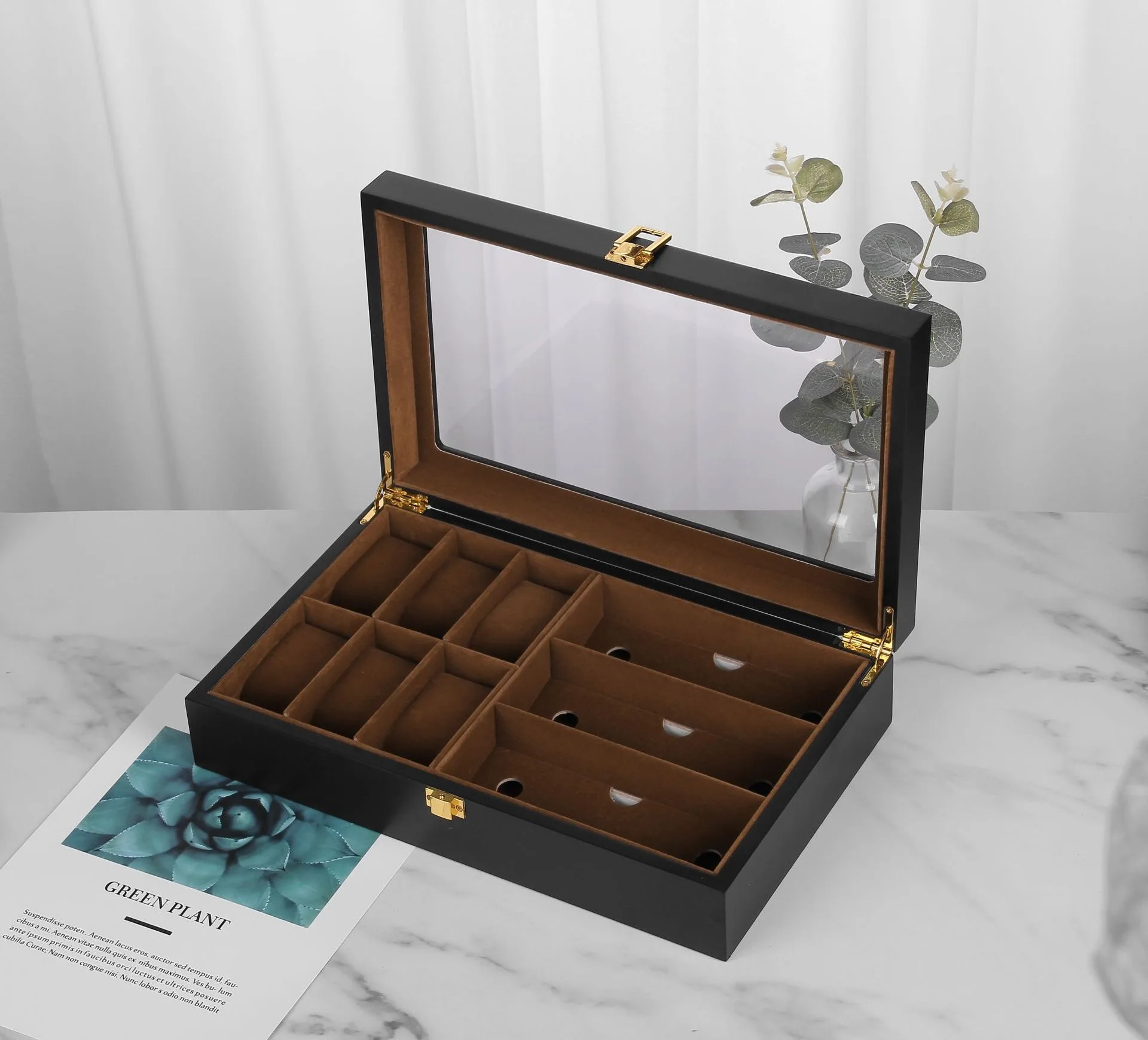 High Quality 6/10/12 Slots Handmade Luxury Wooden Watch Box Cpectacle Case Luxury Wooden Watch Display Box Watch Packaging