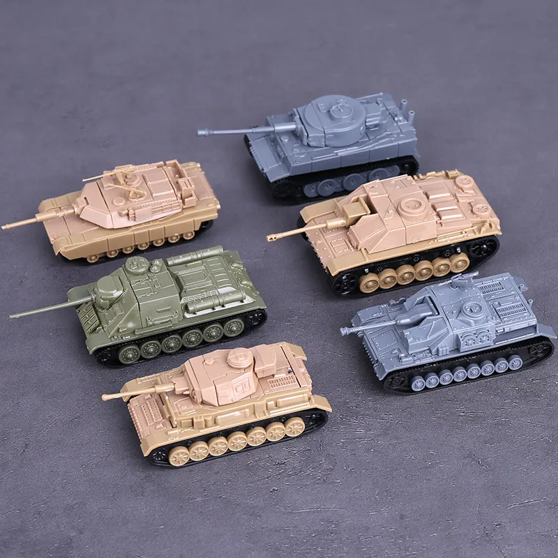 1/100 4D Block Assemble Tank WWII Germany Tiger I US M1A2 Soviet Union SU-100 Fighter Vehicle Plastic Building Model Kit Toy