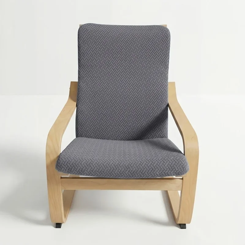 1 Stück Elastischer T-Jacquard Poang Stuhlauflagen-Überzug mit Riemen Weicher Einzelsofa-Bezug Dehnbarer Sessel-Schutz Wohnzimmer Zuhause – Detail 3