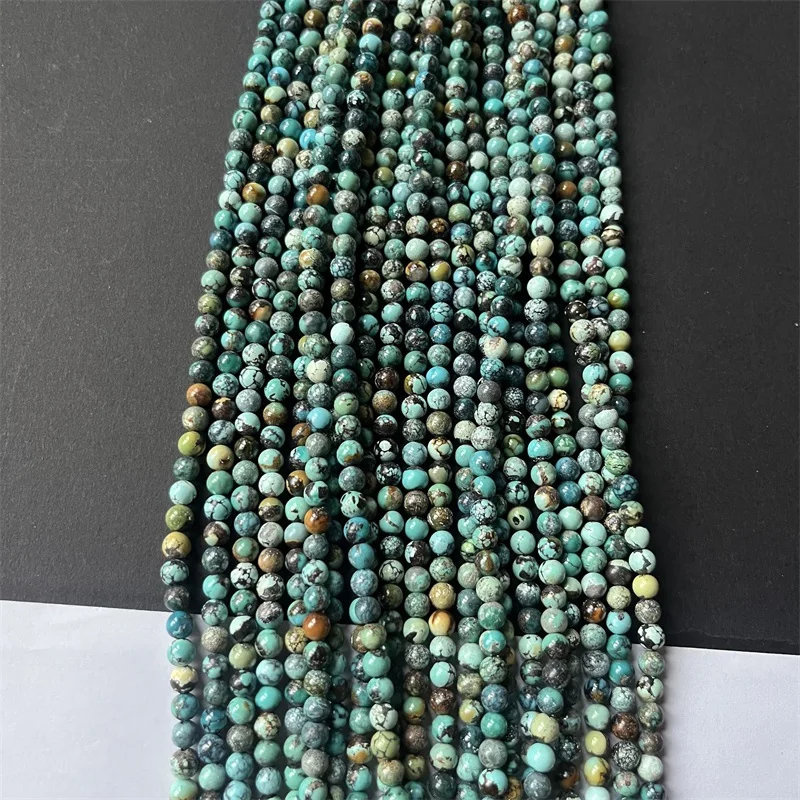 Rare Original 5MM Hubei Turquoise 100% Undyed Gemstone Blue Green Natural Stone Bracelet Fit Diy Charm Beads For Jewelry Making