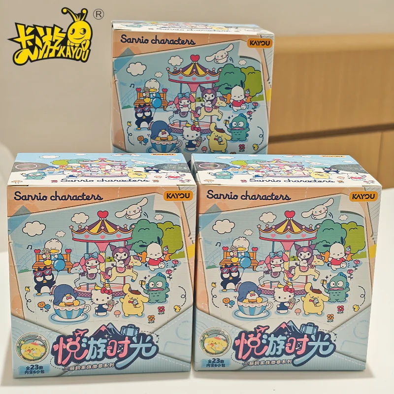 

Genuine KAYOU Sanrio Family Badge Series Tinplate Badge Happy Travel Time My Melody Kuromi Rare Dual Character Girl Anime Gifts