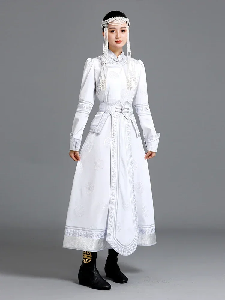 Mongoolse kleding dames lange rok high-end jurk dansvoorstelling welkom jurk eendelige set