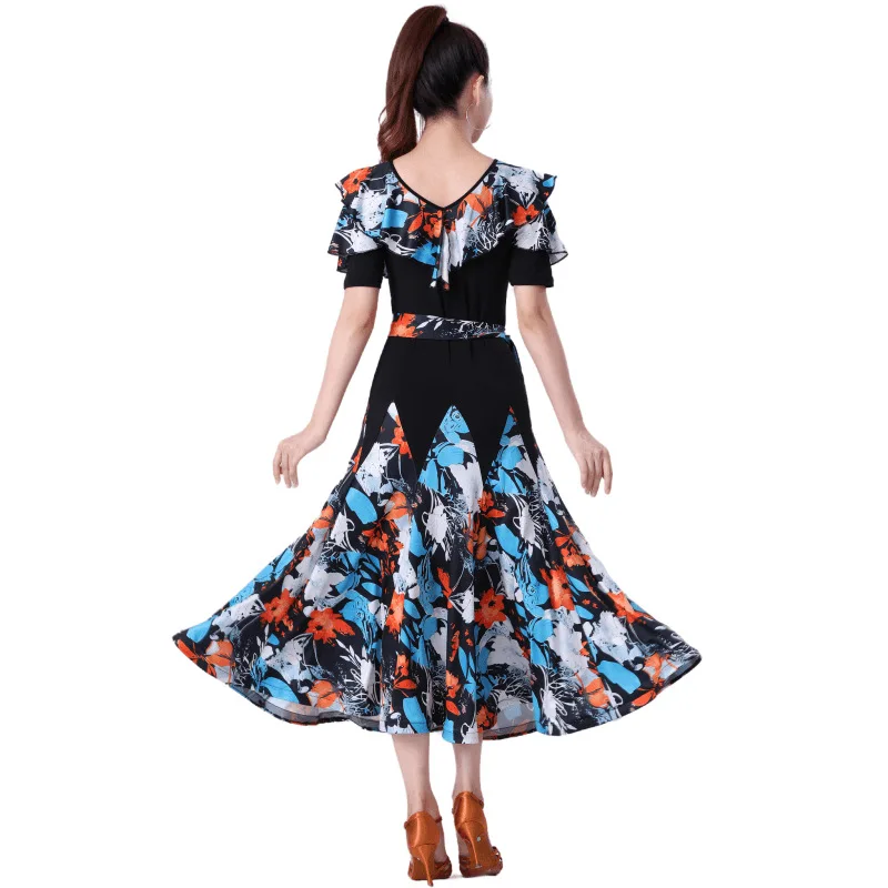 Modern Dance Advanced Print Spring/Summer New Slim Fit Dress Latin Dance Modern Dance Social Dance Performance Big Swing Skirt