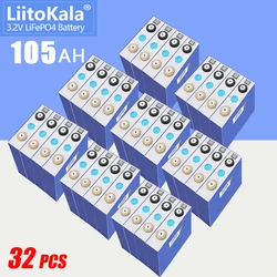 32pcs 3.2v 105Ah Lifepo4 rechargeable battery 3C 300A High power DIY 12v 24v Electric car EV RV Solar storage golf cart Inverter