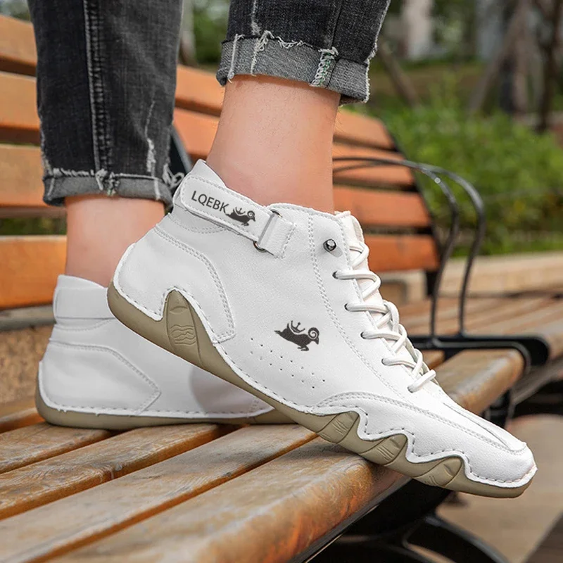 Leather Shoes For Men Casual Sneakers 2023 Waterproof Motorcycle Ankle Boots Italian Brand Men Shoes Luxury High Quality Loafers