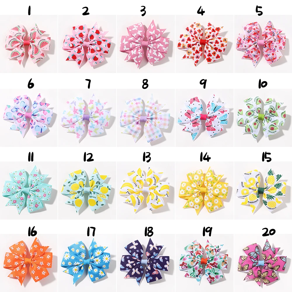 Wholesale Colorful Printing Sunflower Hair Clips for Kids Children's Lovely Bowknot Hairgrioes Girls Fresh Barrettes Headwear