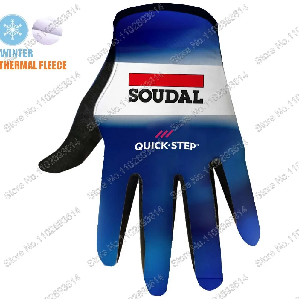 Winter Soudal Quick Step Team 2024 Cycling Gloves Men Gel Full Finger Blue Gloves Road Bicycle Jerseys MTB Gant Cyclisme