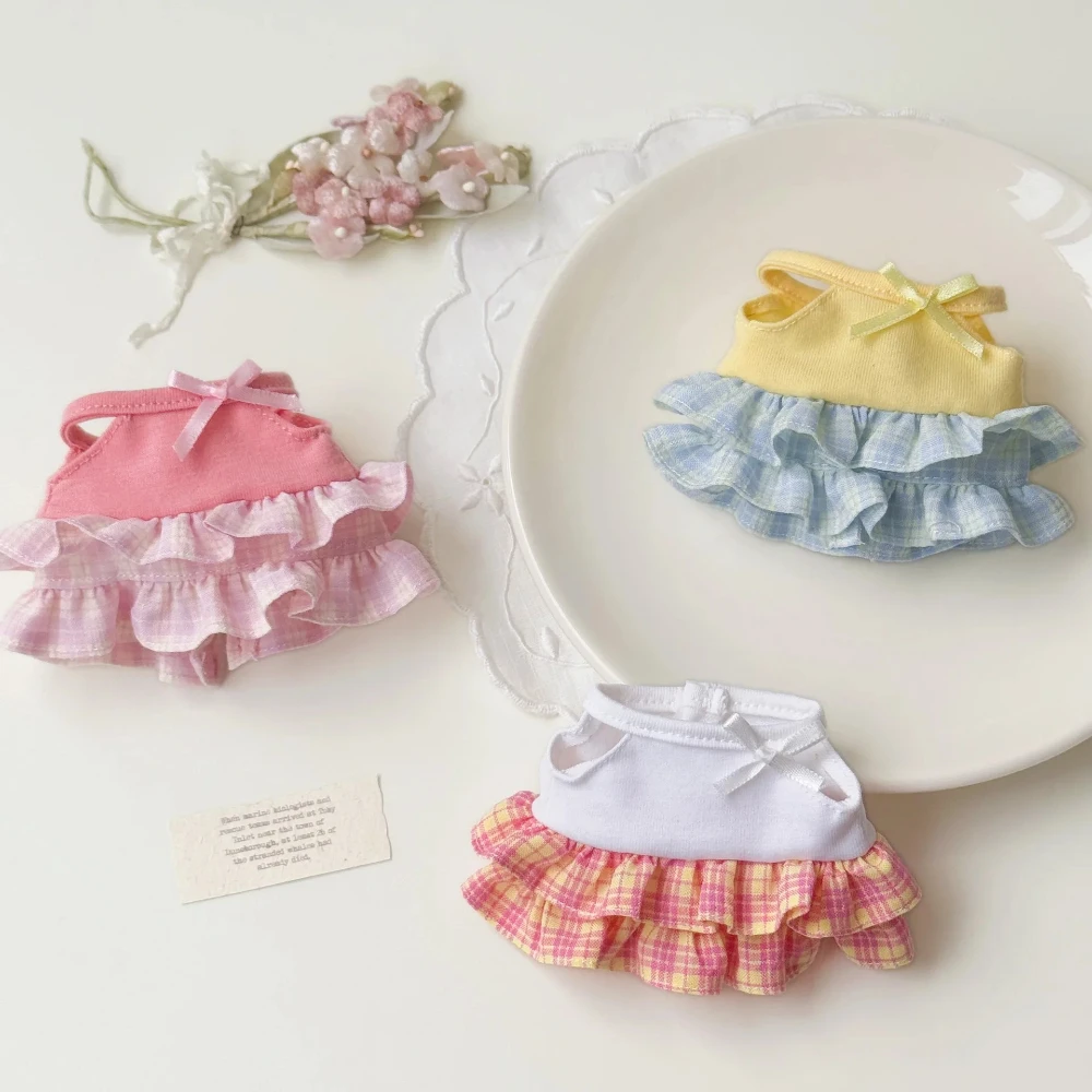 3 Colors Sweetheart Bubble Dress for 10-17cm Plush Doll Summer Party Costume Mini Skirt Stuffed Animal Birthday Gift Outfit 1PC view 2