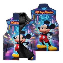 Autumn and Winter Men's Sleeveless Vest 3D Printed Disney Mickey Mouse Pattern Fashion Cute Daily Casual Warm Men's Jacket