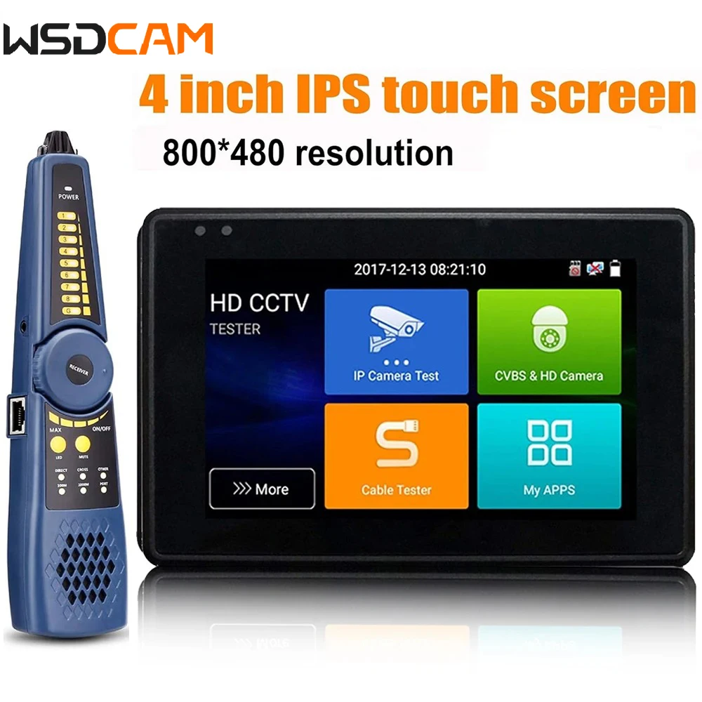 Wsdcam 4inch Touch Screen Security Video Monitor CCTV Tester with Wire Tracker Wrist IP Camera Tester CVI & CVBS Analog Camera