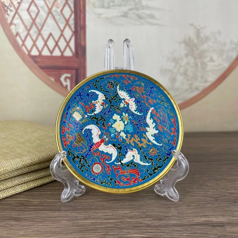Antique Reproduction of a Qing Dynasty Qianlong Era Five-Color Assorted Enamel Tea Tray, Collectible Home Decorative Ornament