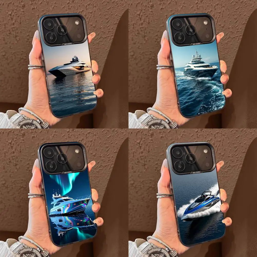 

Boat Cruise Ship Speedboat Phone Case For iPhone 17,16,15,14,13,12,11,Pro,Max,Plus,E,Air,Mini Black Tpu Cover