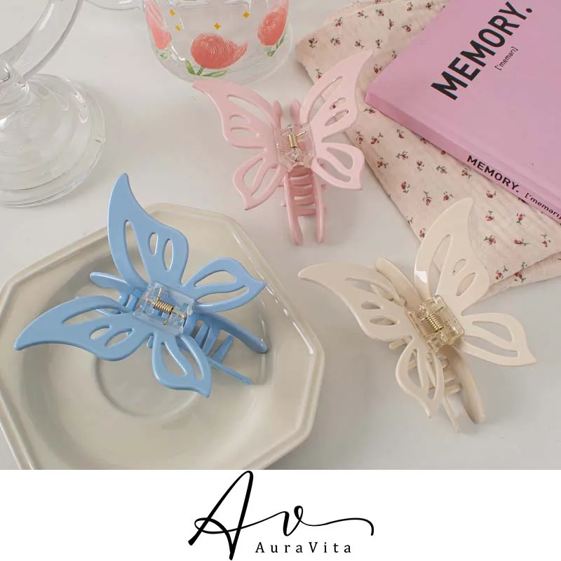 

Korean New Trend Alloy Resin Butterfly Hollow Out Claw Clip Birthday Party Creative Exaggerated Hair Clip Women's Headwear Gift