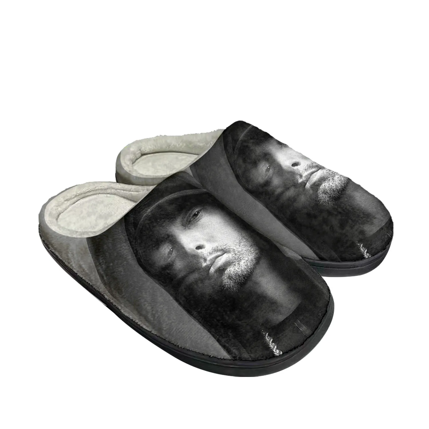 Eminem Hip Hop Rapper Música Popular Casa de Algodão Chinelos Personalizados Mens Womens Sandálias de Pelúcia Quarto Manter Quente Sapato Térmico Chinelo