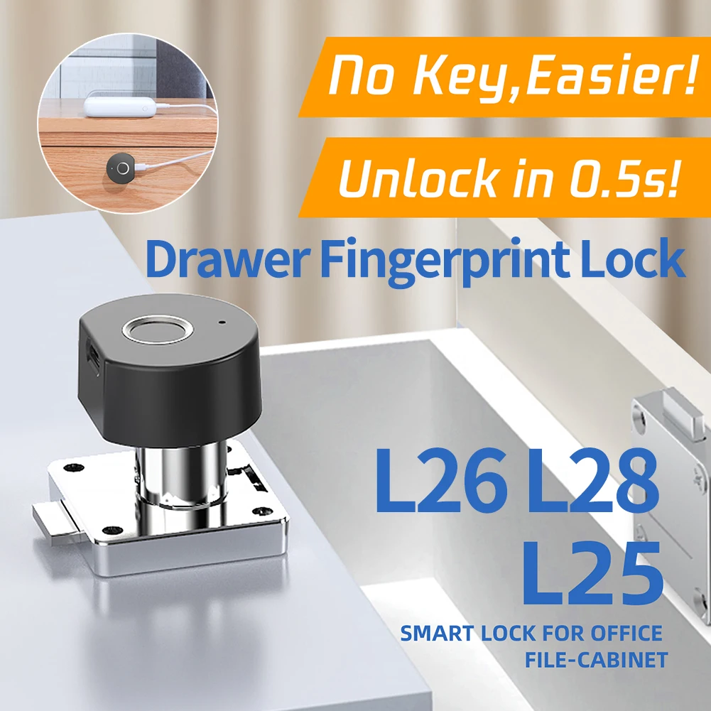 Drawer Fingerprint Biometric Electronic Door Lock No Punching Unlocking Keyless Lock Low Power Consumption with Tricolor Lamp