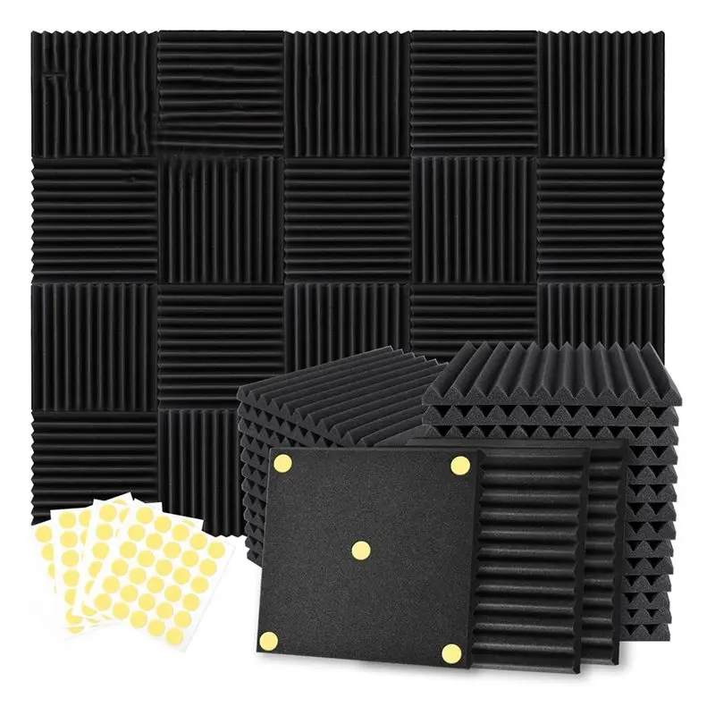 

AEF5-Acoustic Foam Panels 1 X 12 X 12Inch Soundproofing Noise Cancelling Wedge Panels For Home Office Recoding Studio