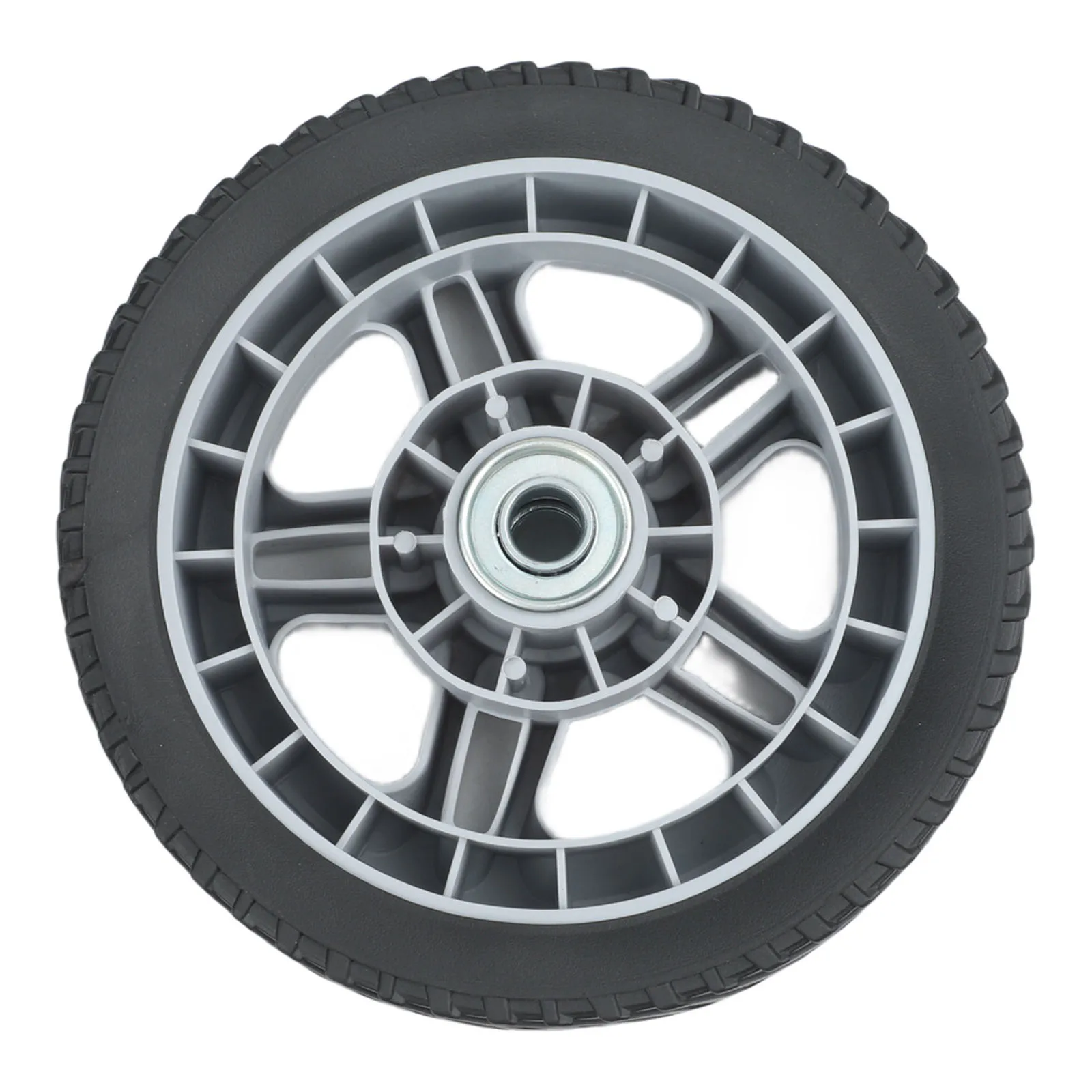 Standard-Sized Wheel Replacement Set for Lawn Mowers Featuring Front and Rear Dimensions Aligned with Typical Models