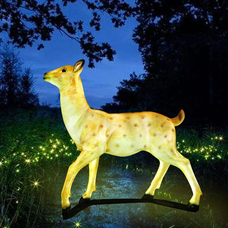 Christmas outdoor decorations 3d landscape fiberglass animal craft motif deer reindeer light