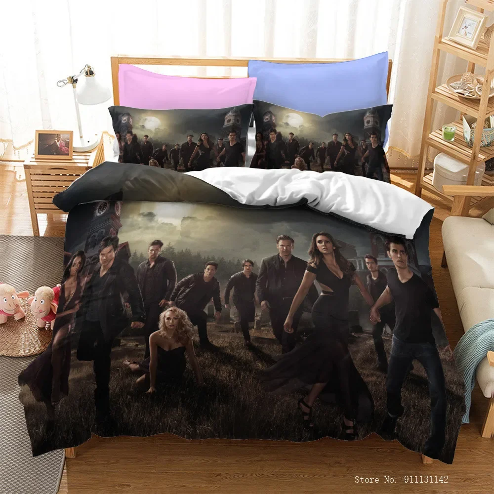 

3D Digital Printed Bedding Linen High Quality Vampire Diaries Bedding Duvet Covered Pillowcase Single Queen Large Size Bedding