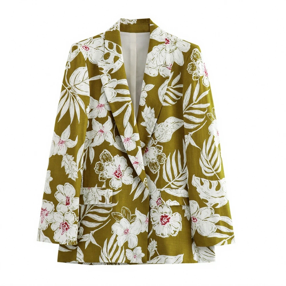 

Женский осенний пиджак с длинными рукавами и лацканами с принтом, приталенный крой, повседневный, базовый, модный