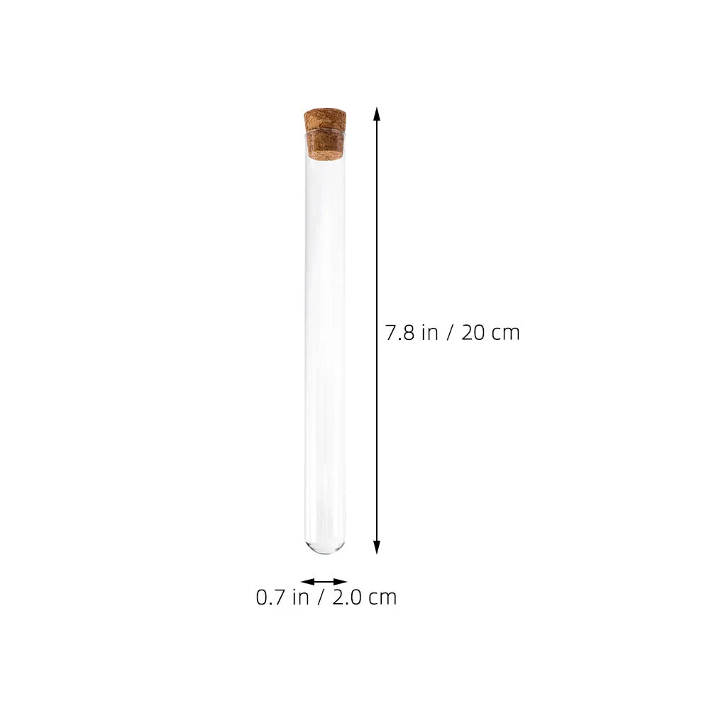 10Pcs Glass Test Tubes Cork Lid Sturdy Storage Tubes Candy Storage Tube Scientific Experiment Transparent Clear Portable
