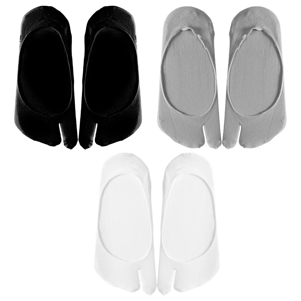 

3 Pairs Tabi Socks Female Low Cut Summer Women Toe With Toes Separated Nylon Shallow Mouth Miss