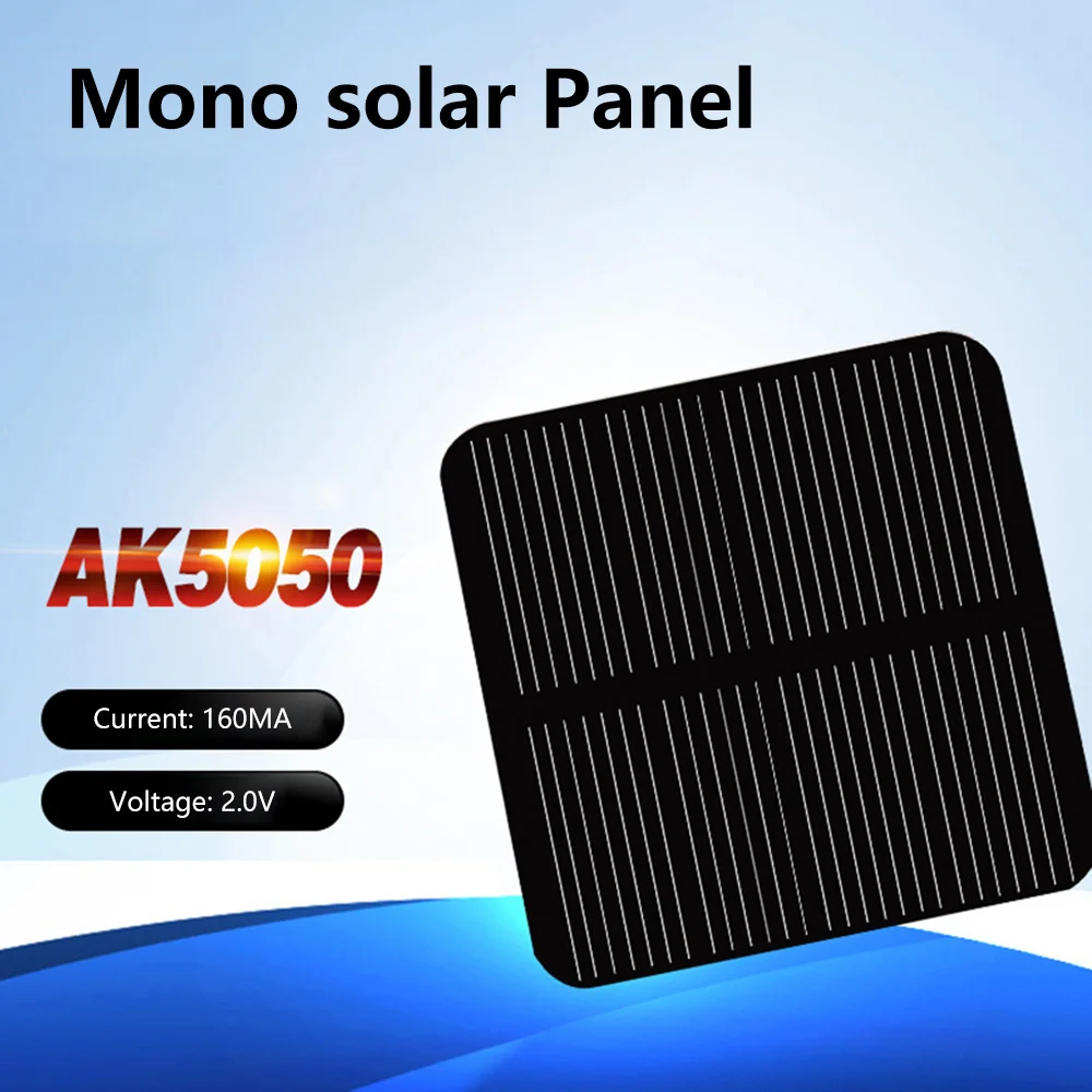 10PCS 50*50MM 2V 160mA  Solar Panels DIY For Battery Cell Phone Chargers Monocrystalline Silicon Module For Camping Lawn Lamp